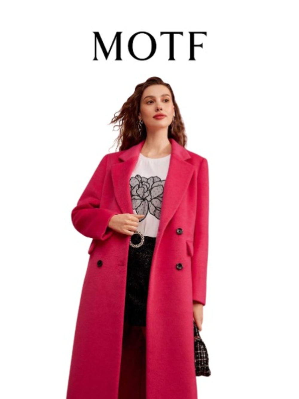 MOTF Pink Long Coat wool blend